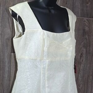 NWT R&K Originals Petite 12P Vanilla Jacquard Cocktail Dress Square Neck Cotton